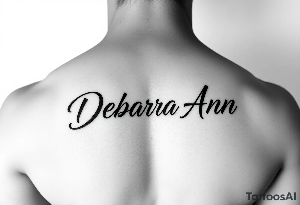 Deborah Ann in cursive in chest tattoo idea