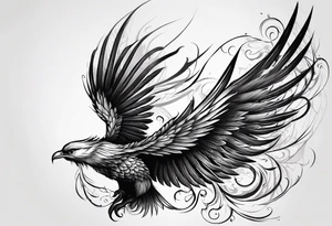 phoenix long tail elegant wings down tattoo idea