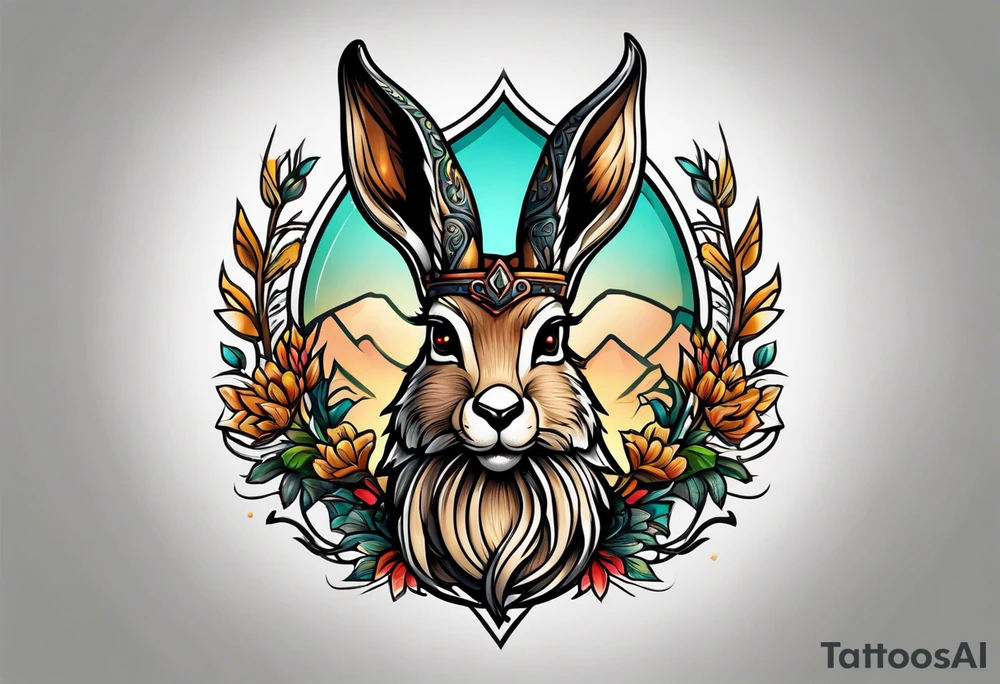 neo traditional jackelope tattoo idea