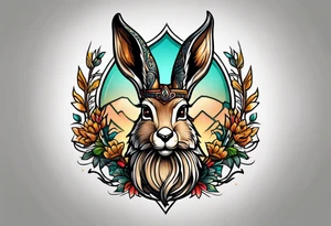 neo traditional jackelope tattoo idea