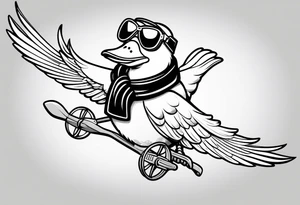 A silly goose dressed as an aviator tattoo idea