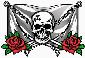 Pirate flags with chains and roses tattoo idea