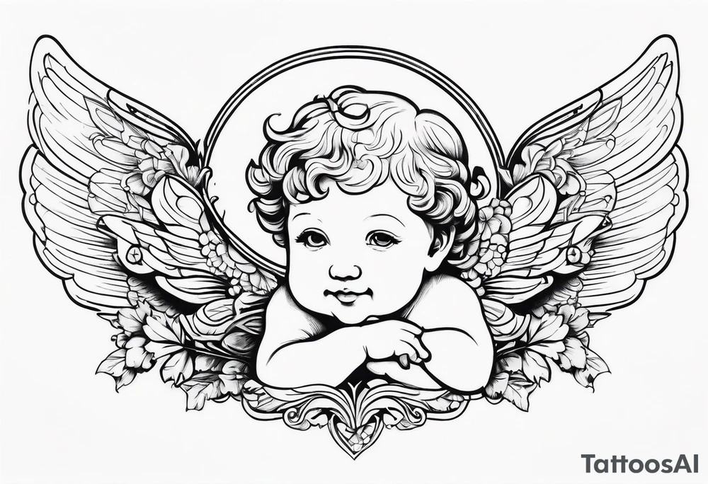 one putti with wings smiling tattoo idea