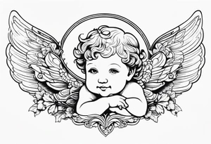 one putti with wings smiling tattoo idea