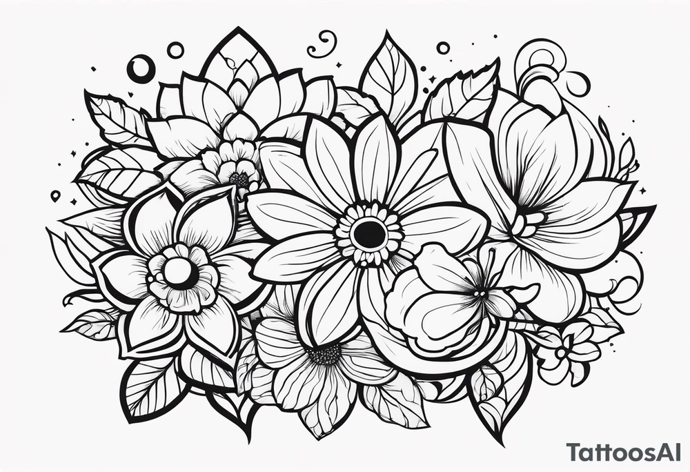 ornaments of flowers tattoo idea