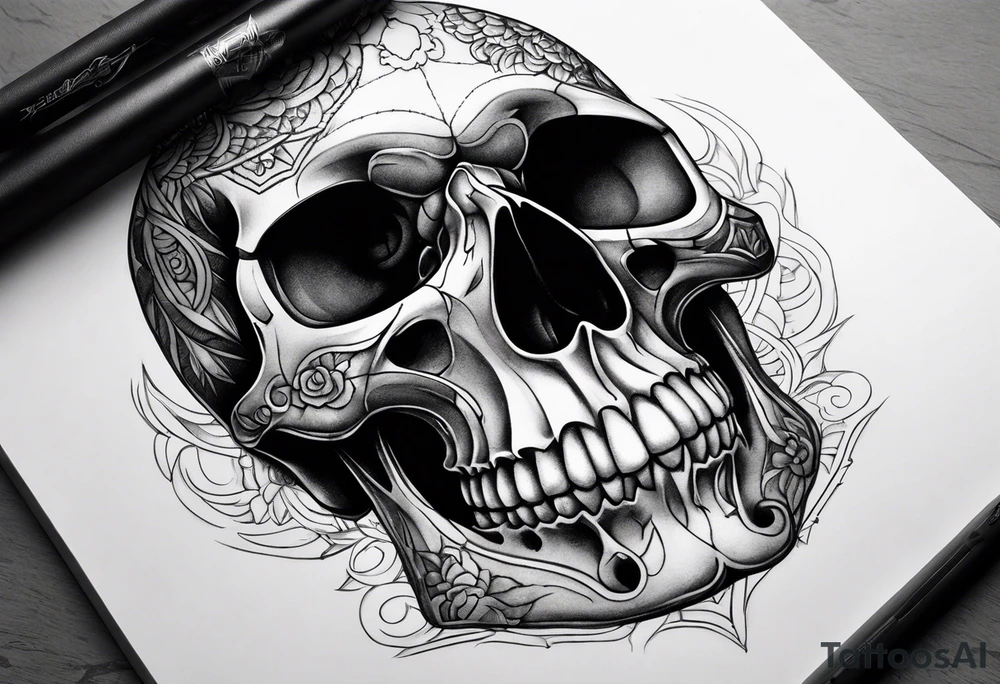 skull on hand tattoo idea