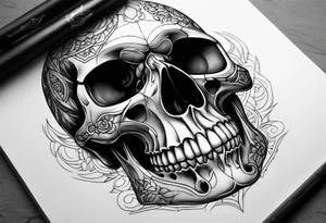 skull on hand tattoo idea
