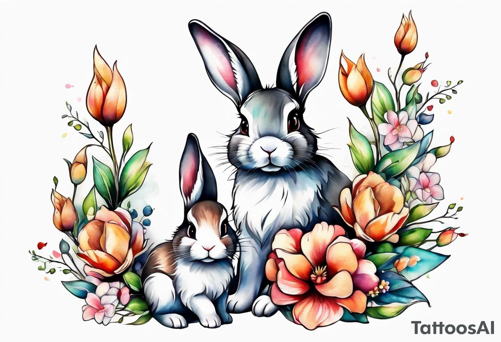 Mum and baby bunny tattoo idea