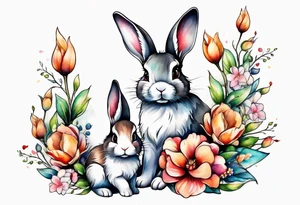 Mum and baby bunny tattoo idea