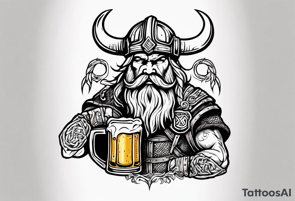 A Viking drinking a beer tattoo idea