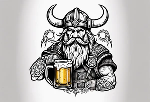 A Viking drinking a beer tattoo idea