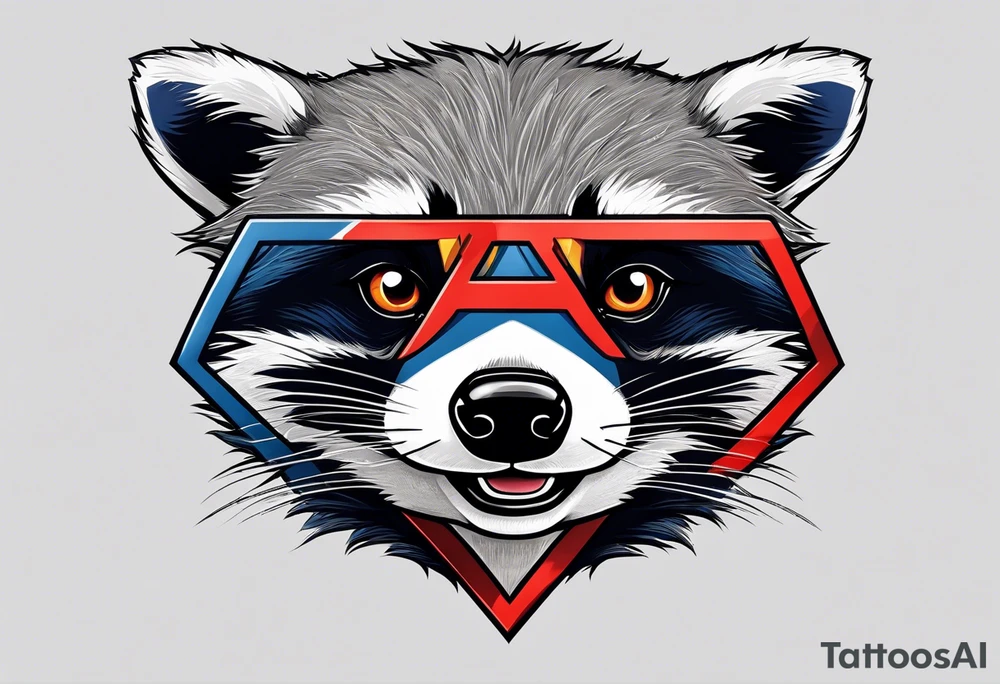 raccoon wearing a Superman hoodie tattoo idea