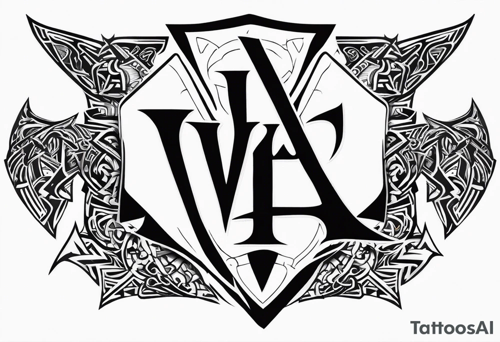 Valhalla sword shield dragon axe Valknut tribal tattoo idea Valhalla sword shield dragon axe Valknut tribal tattoo idea