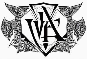 Valhalla sword shield dragon axe Valknut  tribal tattoo idea