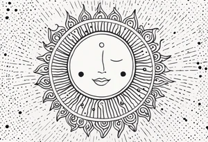 simple sun made of black dots and circles tattoo idea