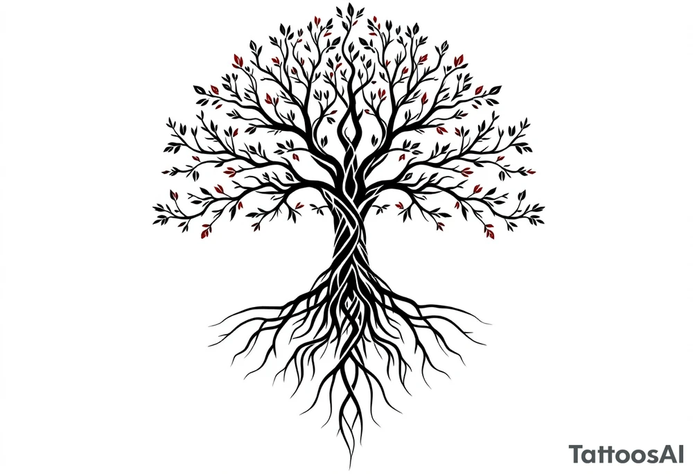 Tree of life big roots tattoo idea