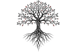 Tree of life big roots tattoo idea