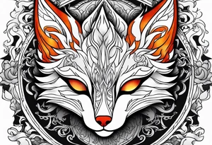 kitsune mask on flame tattoo idea
