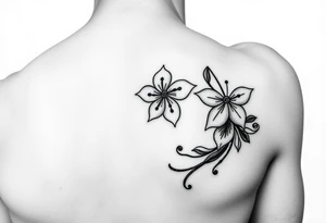 Hong kong flag, no stars inside the flower, the center of the flower is on the right elbow and wraps around the right 
arm. tattoo idea