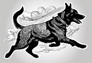Dog running in heaven tattoo idea