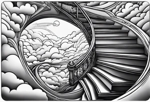 Waking spiral stair case into the clouds tattoo idea