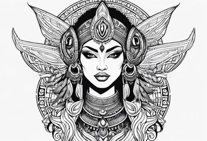 kali, alien goddess, valkrye, zenza, lotus, wing, pachamama, tattoo idea