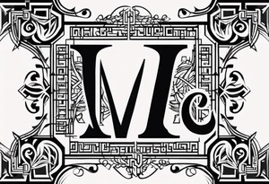 profile picture
Geometric monogram black and white tattoo using all the letters in STEVE and BREANNA in large block lettering tattoo idea