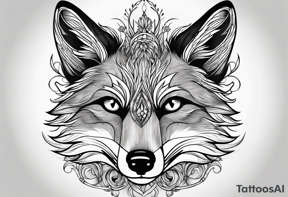 Creepy fox in the reeds jumping tattoo idea