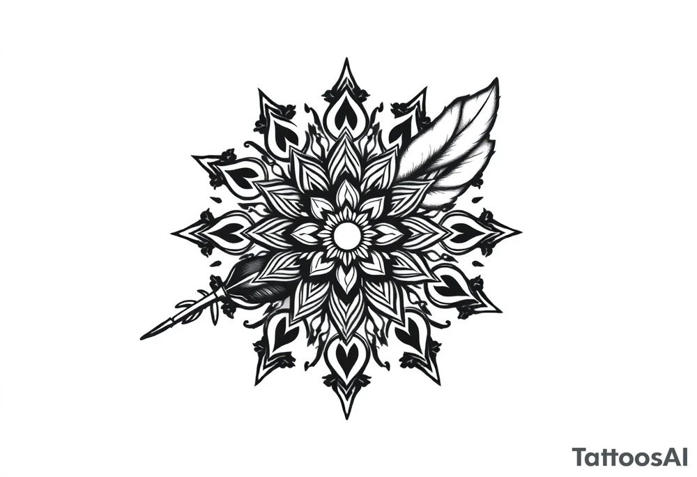 spiritual feather indian mandala shaman tattoo idea