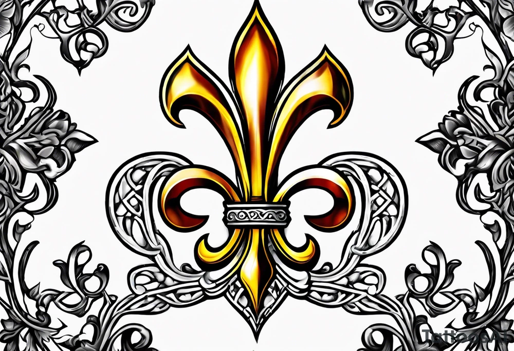 Fleur de lys celtique en flamme tattoo idea