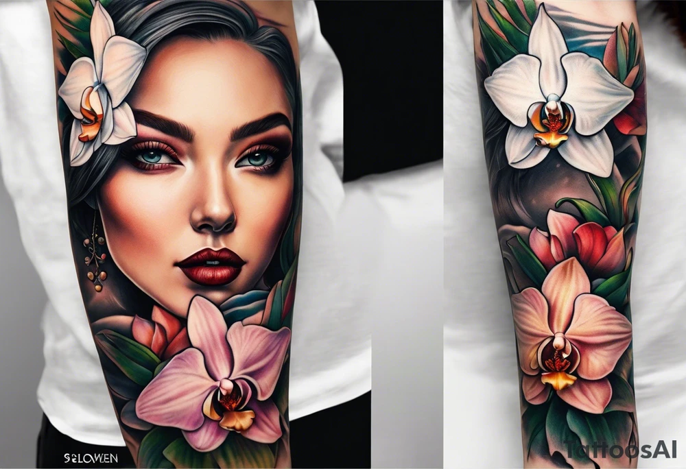 Rhaven and white orchid tattoo idea
