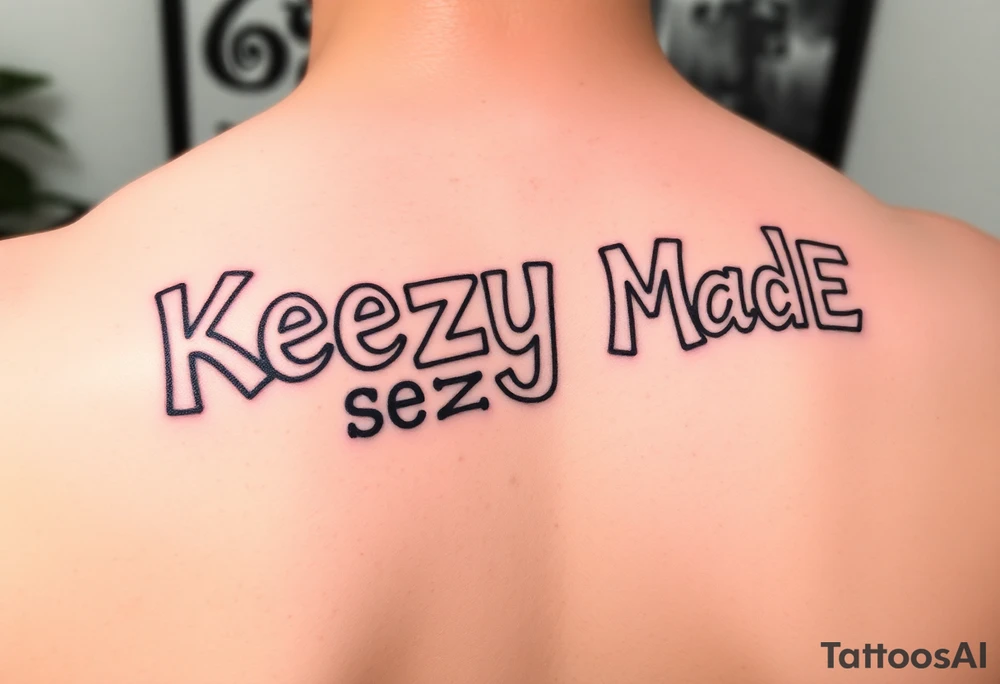 Rounded not boxed bubble graffiti style lettering  (KeezY MadE) tattoo idea