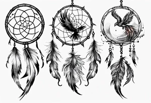 Phoenix flying dream catcher tattoo idea