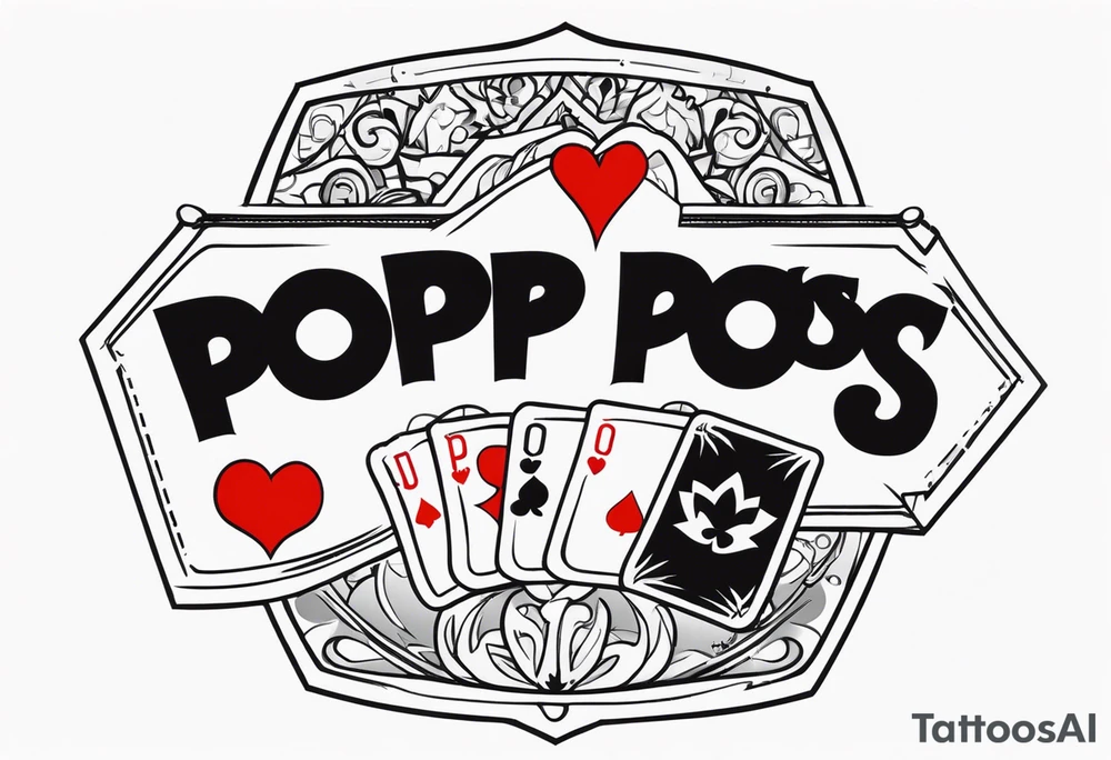 Simple memorial tattoo with the date August 13,2024 involving poker, and the name”pops” tattoo idea