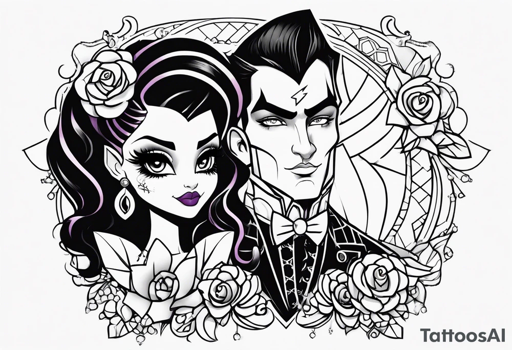 Clawd and Draculaura monster high tattoo idea