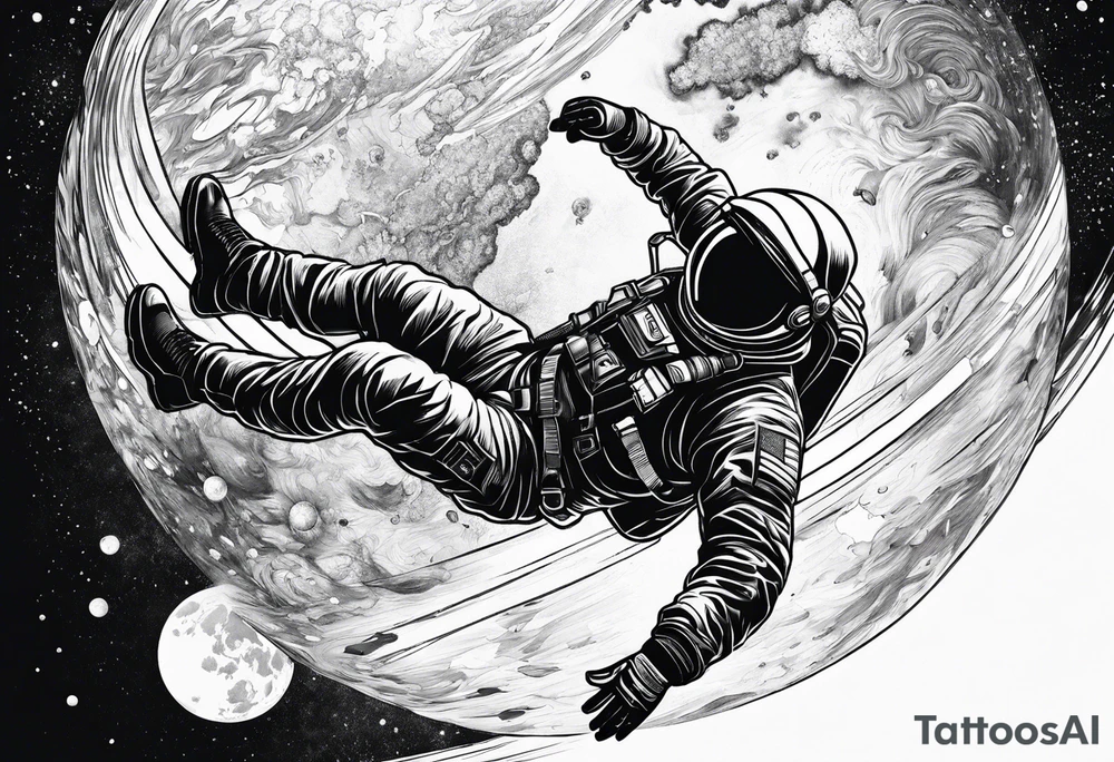 Man falling from space to earth tattoo idea