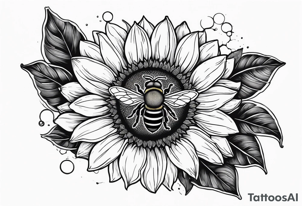 A lumur holding a sunflower with a bee circling tattoo idea A lumur holding a sunflower with a bee circling tattoo idea