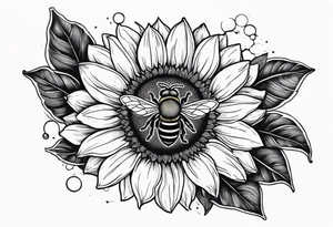 A lumur holding a sunflower with a bee circling tattoo idea