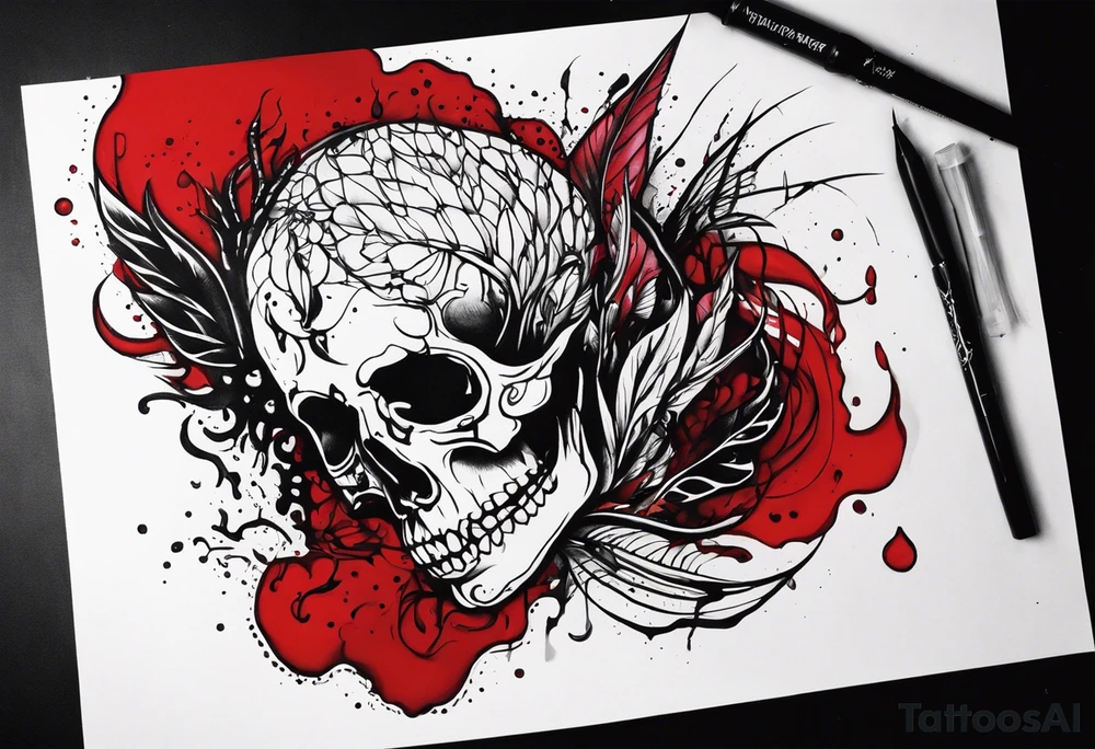 dead aven dripped in blood tattoo idea