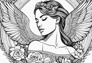 self love, flowers and wings looks like  from ancient greek myth tattoo idea