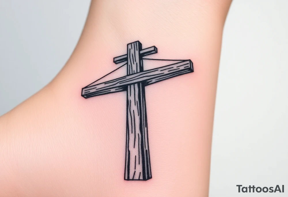 a wooden 12kv distribution pole. Make the pole a cross that has a hidden resemblance to god. tattoo idea