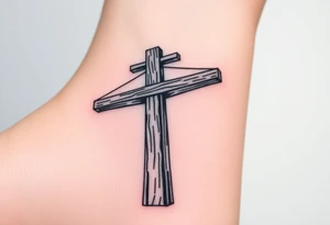 a wooden 12kv distribution pole. Make the pole a cross that has a hidden resemblance to god. tattoo idea