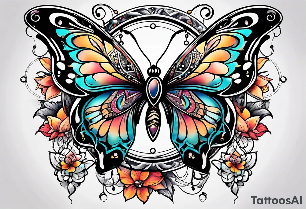 Dream catchers, butterflies, and lotus flowers tattoo idea