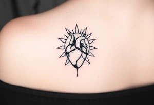 human heart chained up inside of the sublime sun, reggae vibe tattoo idea