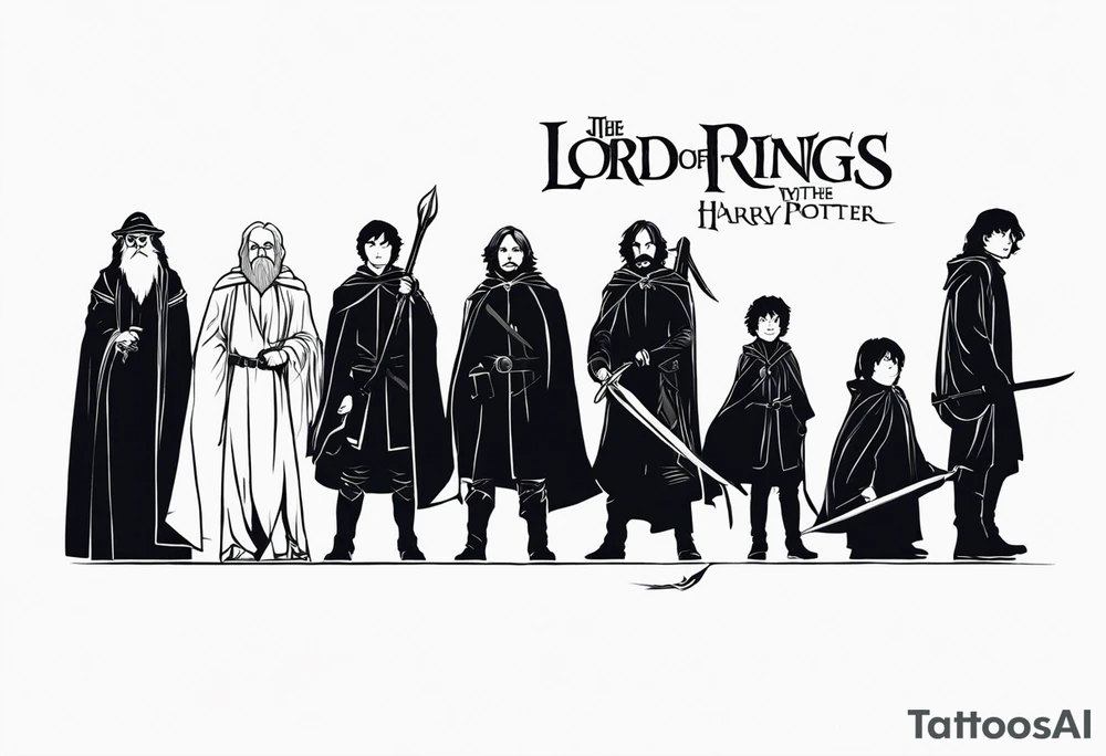 Lord of the rings with Harry Potter. Small and very simple. No portraits tattoo idea