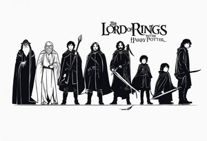 Lord of the rings with Harry Potter. Small and very simple. No portraits tattoo idea