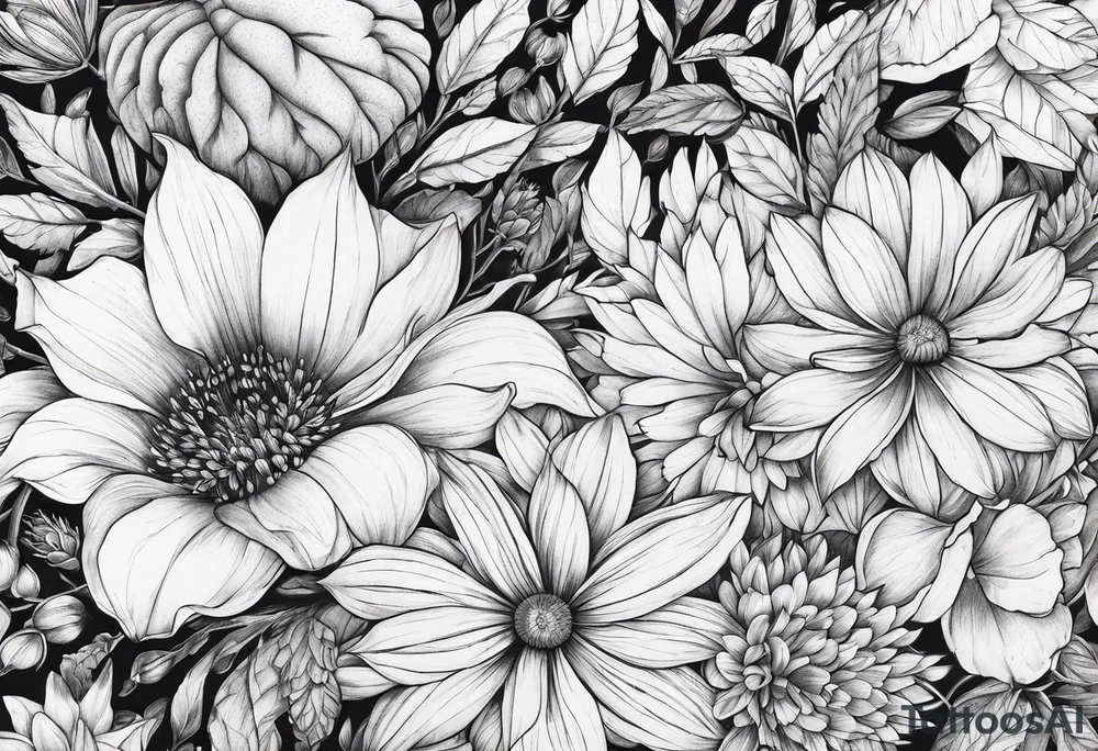 The month of October flowers tattoo idea