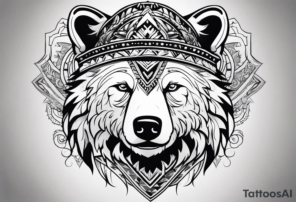 Snow bear shaman head tattoo idea