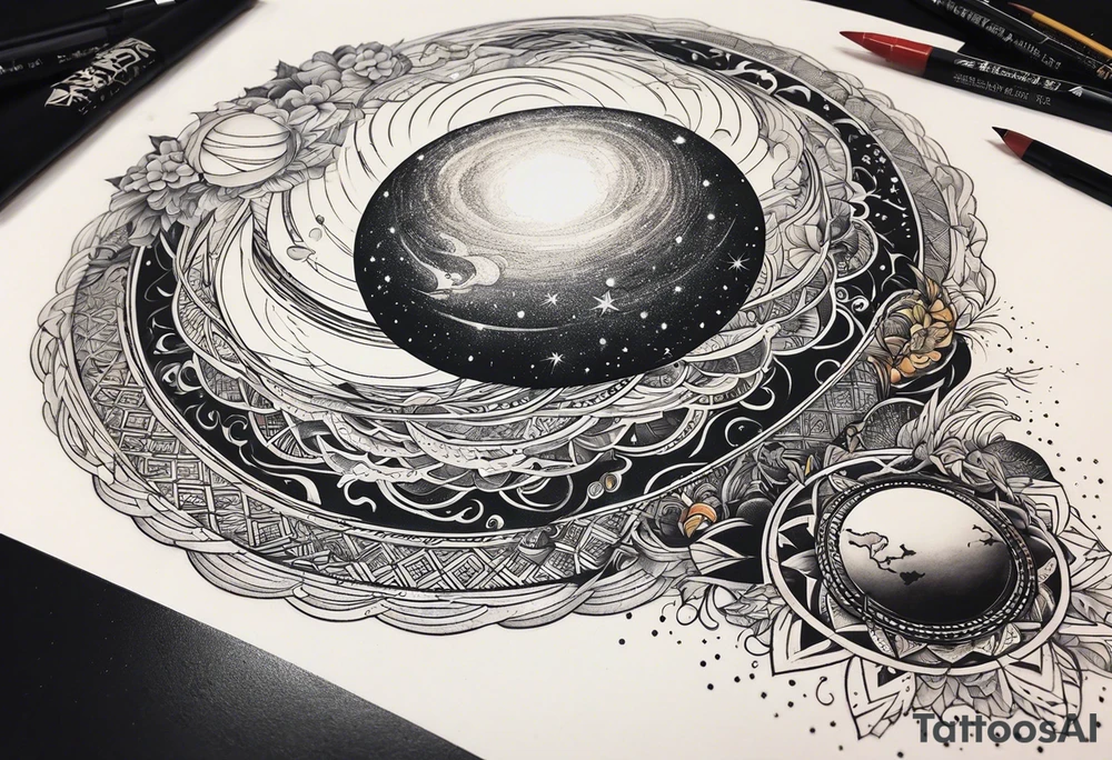 Man,solar, planet space tattoo idea