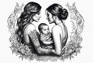 Maman et ses deux bébés vu de derriere tattoo idea